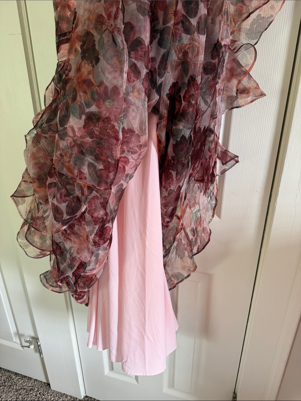GB girls Floral Ruffle Chiffon Dress - Rose Mauve - Picture 4 of 9